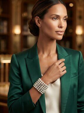 Multi-Strand White Pearl Stretch Bracelet - Classic Elegant Style